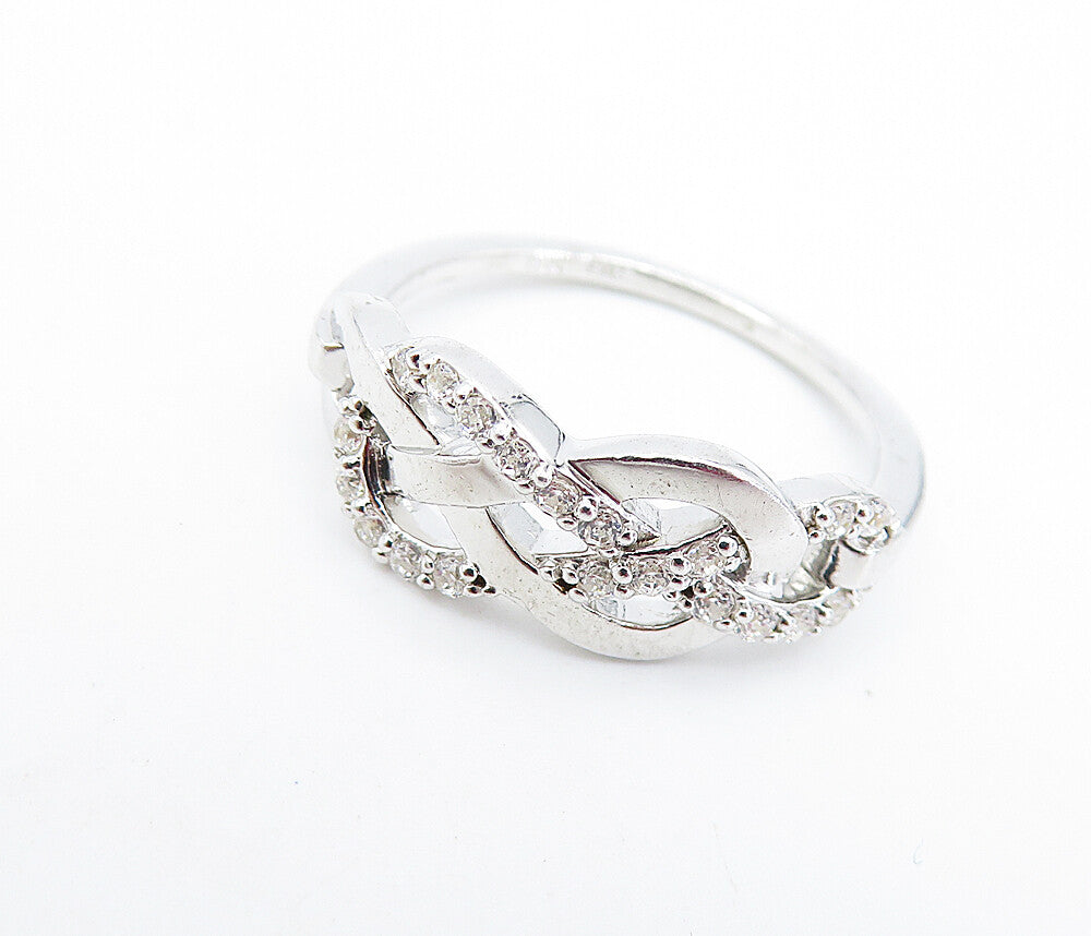 925 Sterling Silver  Topaz Open Pretzel Knot Polished Band Ring Sz 7  RG6864