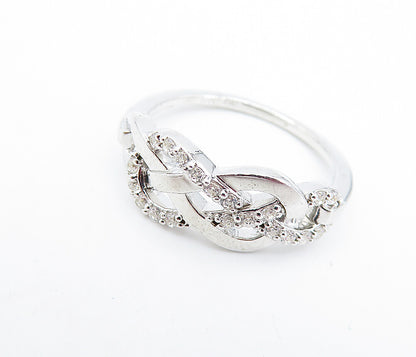 925 Sterling Silver  Topaz Open Pretzel Knot Polished Band Ring Sz 7  RG6864