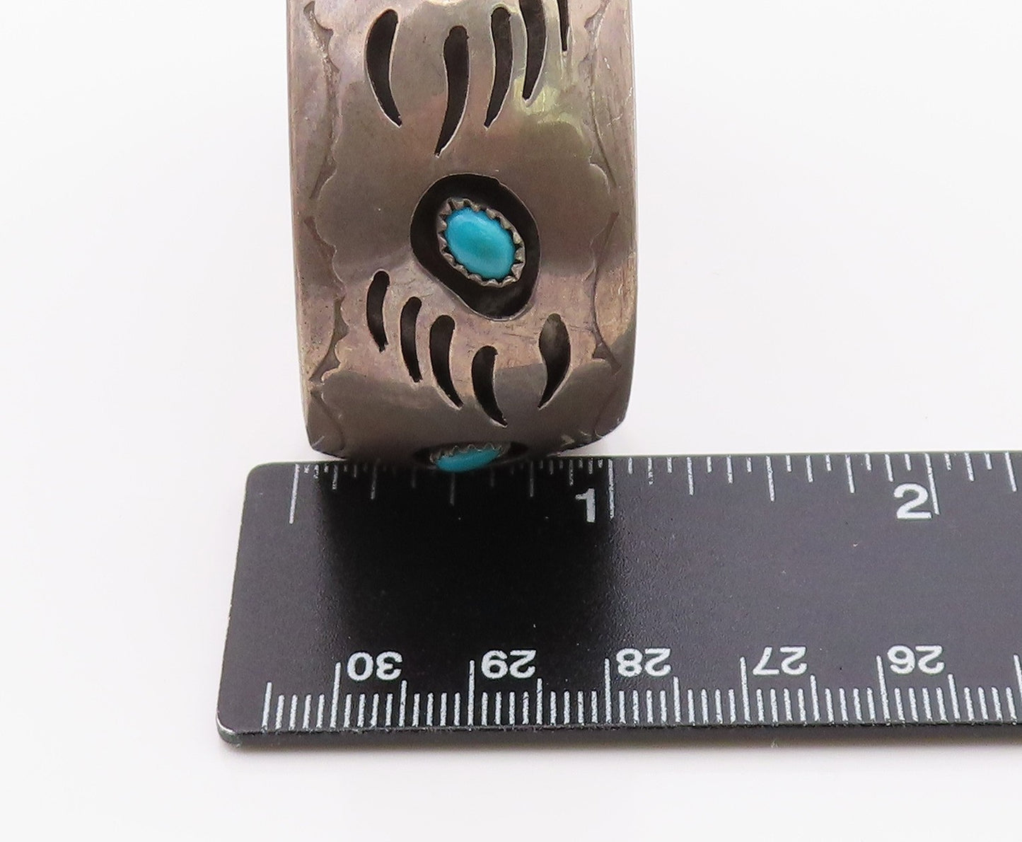 925 Sterling Silver Vintage Bracelet NAVAJO PEARLENE SPENCER Turquoise  BT12107