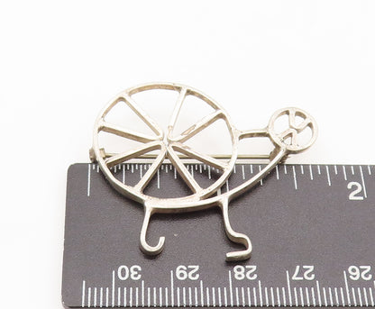 925 Sterling Silver  Vintage Designer Cutout Stick Cycle Brooch Pin  BP10334