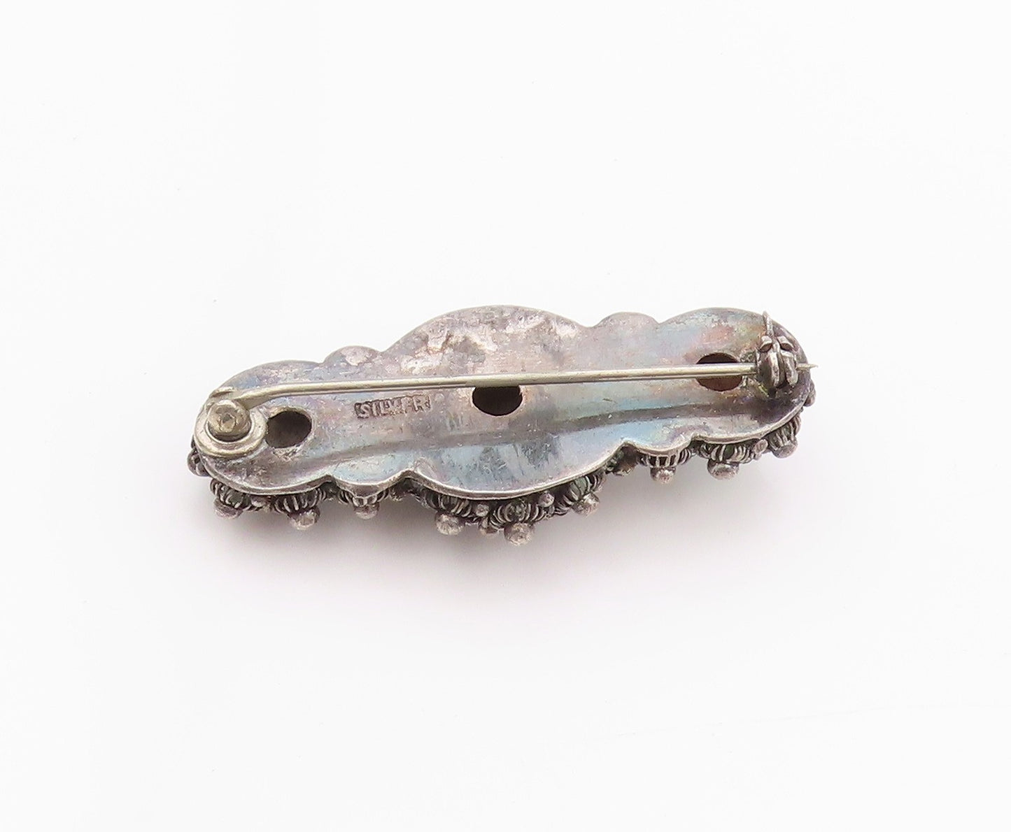 925 Sterling Silver Vintage Brooch CHINESE EXPORT Turquoise Flowers  BP11578