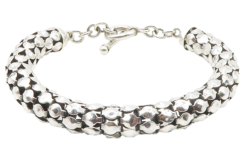 925 Sterling Silver  Vintage Shiny Hollow Snake Chain Bracelet  BT5503