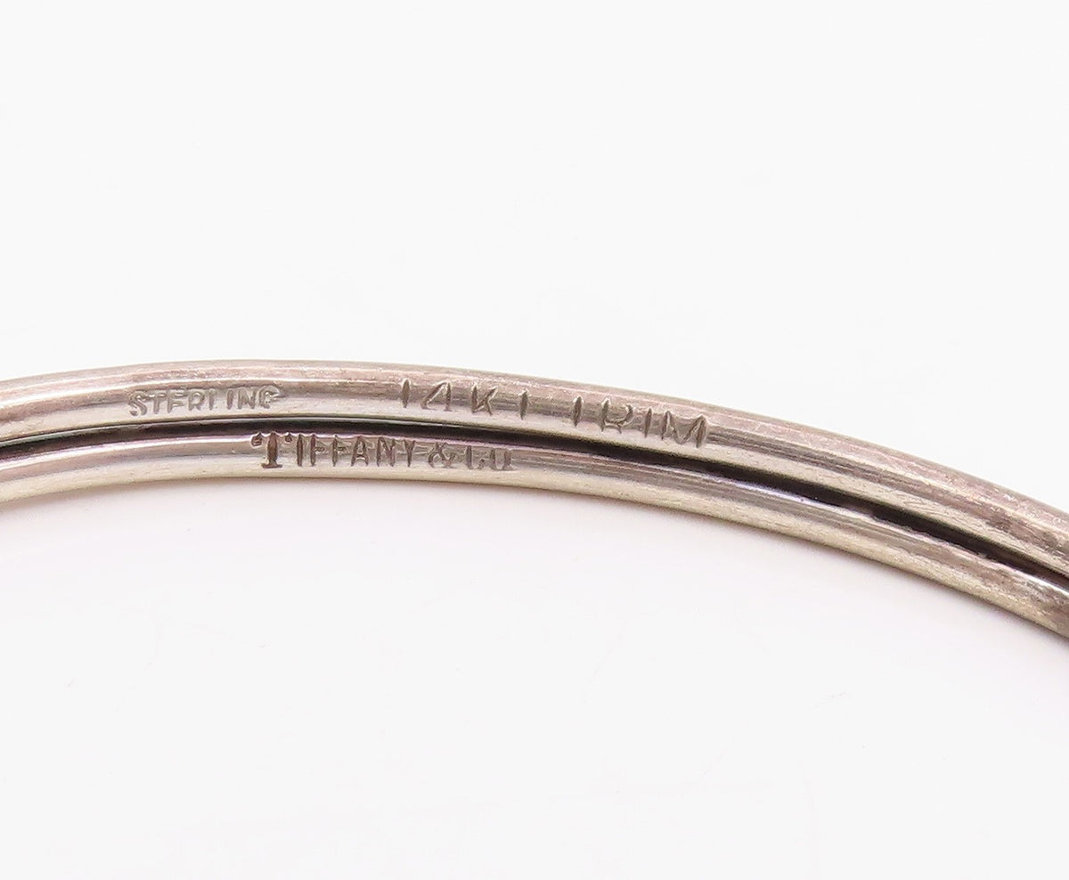 18K Gold & 925 Sterling Silver Vintage Bracelet TIFFANY & CO Bangle  BT11939
