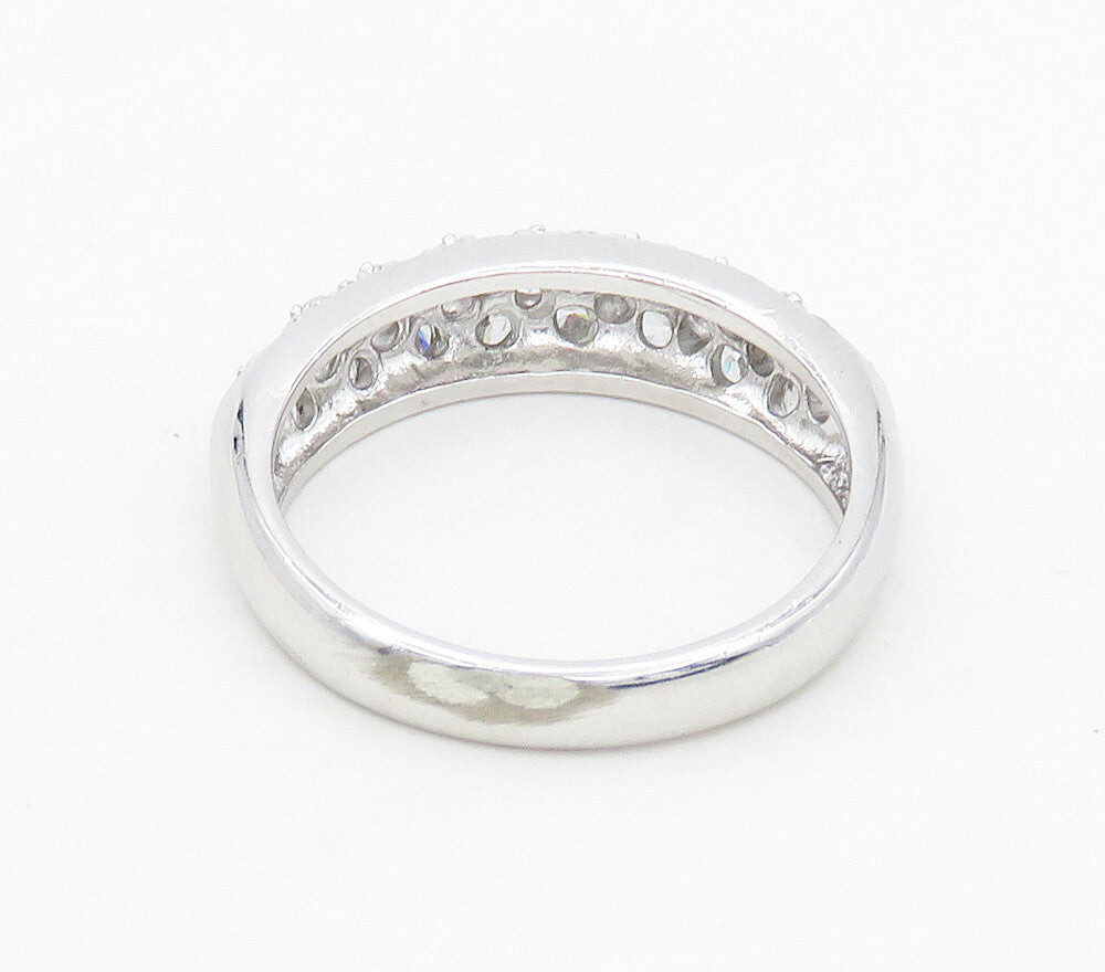 925 Sterling Silver  Sparkling Cubic Zirconia Dome Band Ring Sz 7  RG15610