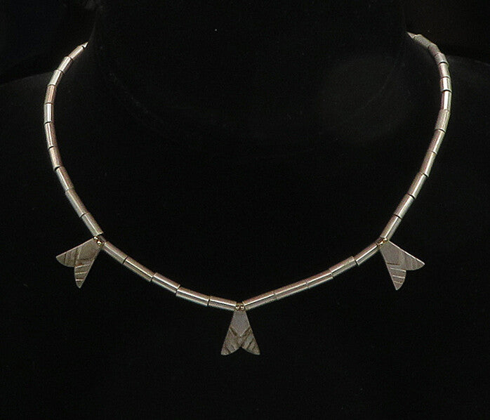 M&J SAVVIT 925 Silver & 14K GOLD  Vintage Arrow Charmed Chain Necklace  NE3346