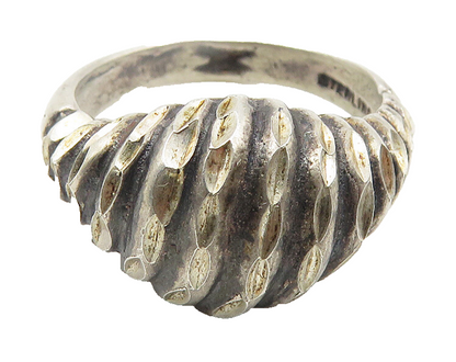 925 Sterling Silver  Vintage Dark Tone Diamond Cut Band Ring Sz 7  RG11418
