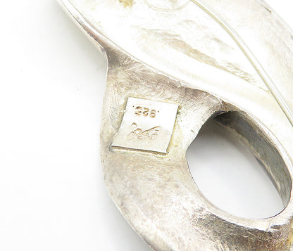 925 Sterling Silver  Vintage Shiny Modernist Swirl Design Brooch Pin  BP1281