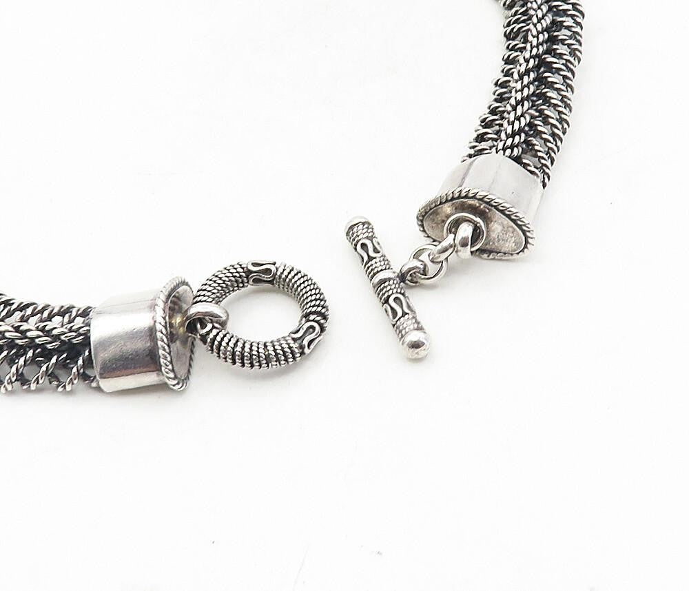 925 Sterling Silver  Vintage Shiny Rope Twist Swirl Chain Necklace  NE1634