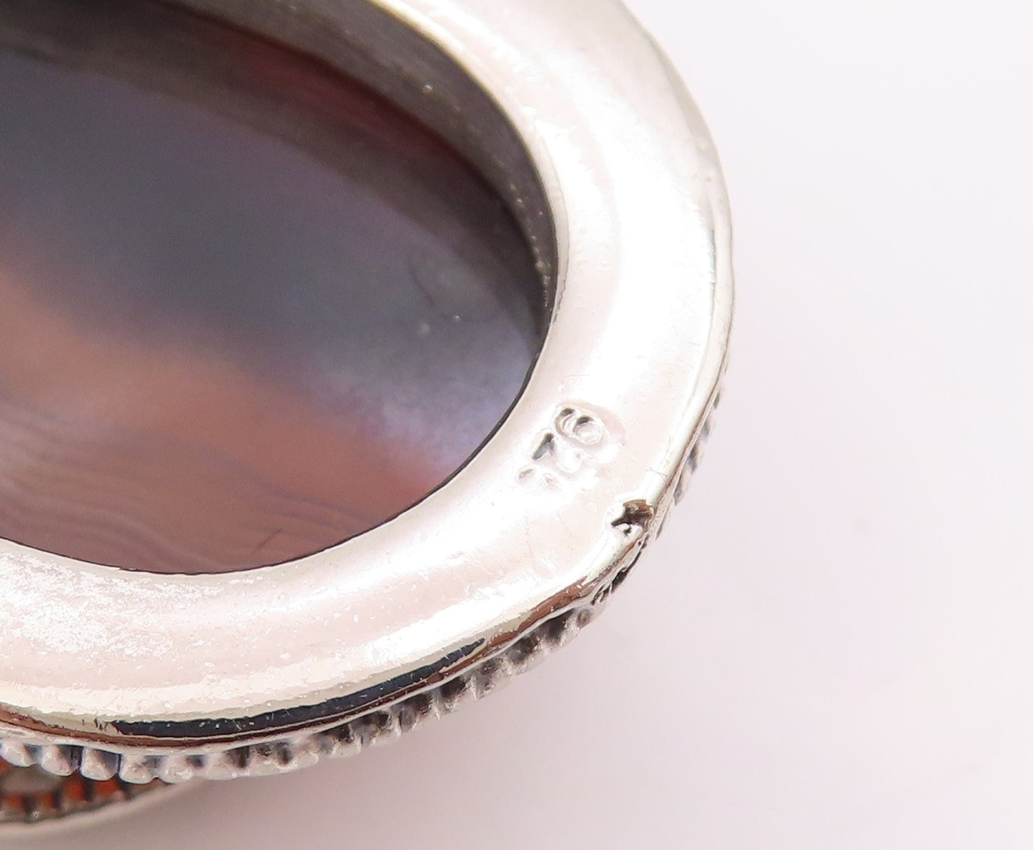 925 Sterling Silver  Agate & Goldstone Floral Leaf Swirl Pendant  PT10973