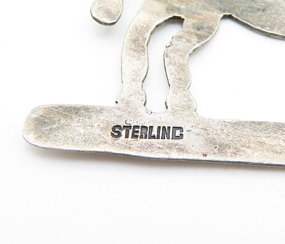 TAXCO 925 Sterling Silver  Vintage Etched Detail Donkey Brooch Pin  BP2809