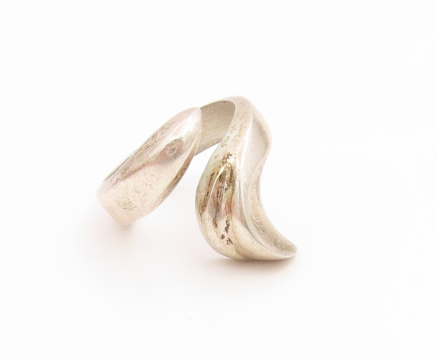 925 Sterling Silver Vintage Ring Classic Floral Leaf Wrap Band  Sz 8.5  RG36120