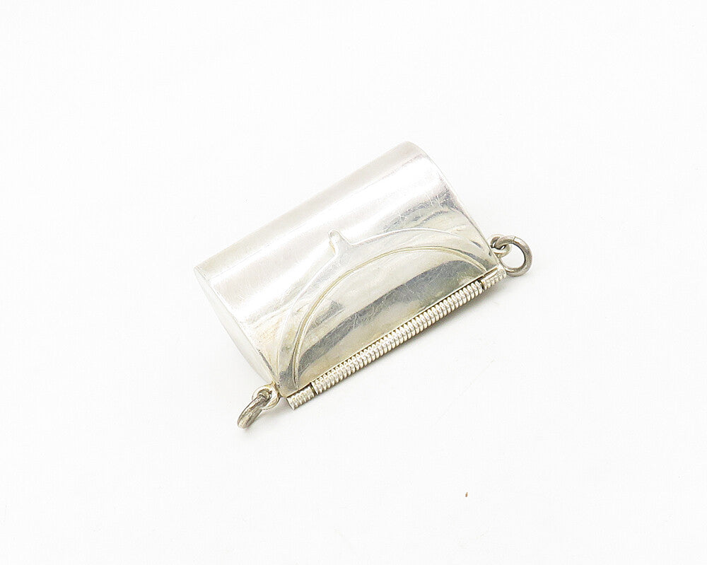 MEXICO 925 Silver  Vintage Change Purse Motif Shiny Pendant (OPENS)  PT14378