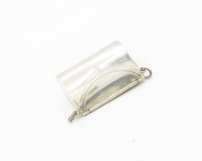 MEXICO 925 Silver  Vintage Change Purse Motif Shiny Pendant (OPENS)  PT14378