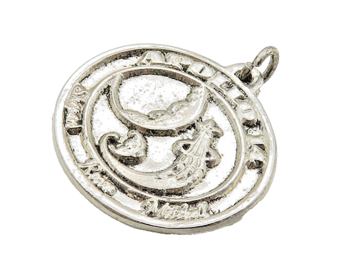 925 Sterling Silver  Vintage Apollo 14 Spacecraft 1971 Round Pendant  PT15514