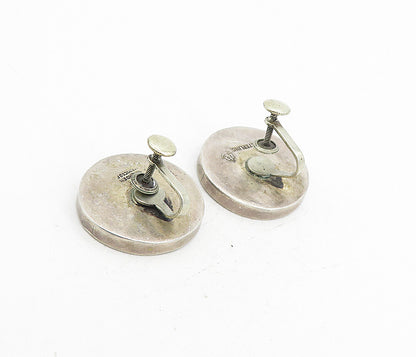MEXICO 925 Sterling Silver  Vintage Round Non Pierce Screw Earrings  EG4474
