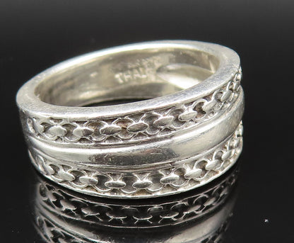 925 Sterling Silver  Vintage Smooth Center Rolo Link Band Ring Sz 9  RG25373