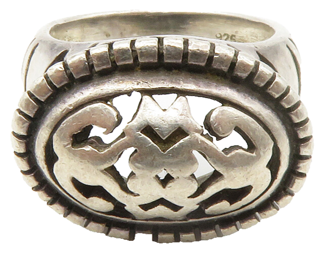 925 Sterling Silver  Vintage Cutout Design Dome Band Ring Sz 7  RG14588