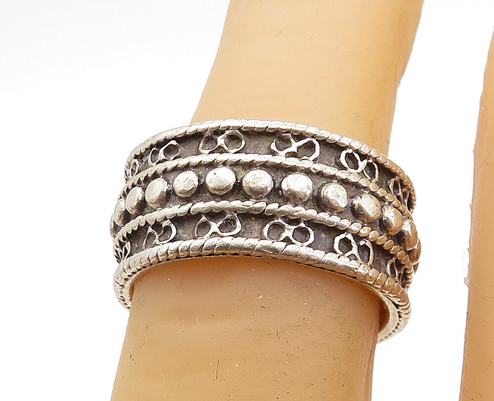 MMA 925 Sterling Silver  Vintage Oxidized Swirl Detail Band Ring Sz 6.5 RG5802