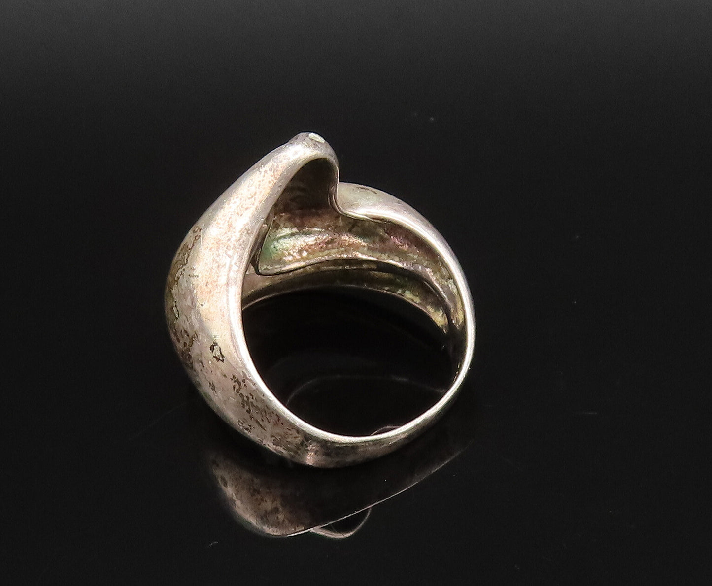 925 Silver  Vintage Modernist Openwork Pointed Swirl Ring Sz 6.5  RG25732