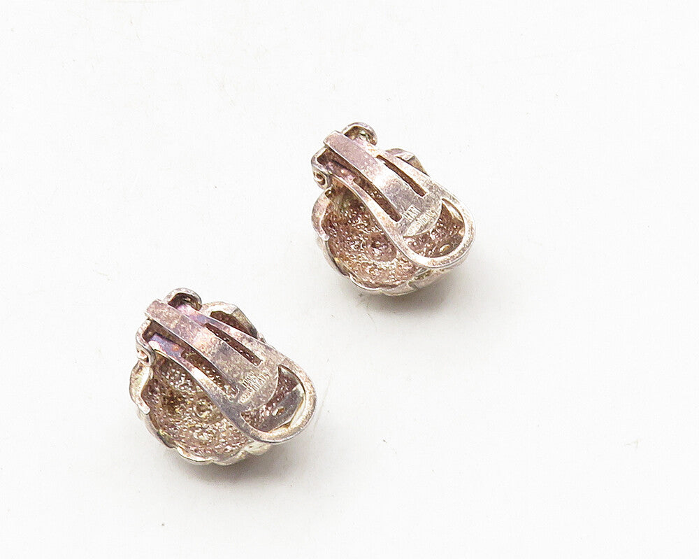925 Sterling Silver  Vintage Etched Detail Curved Non Pierce Earrings  EG5015