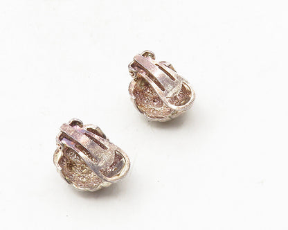 925 Sterling Silver  Vintage Etched Detail Curved Non Pierce Earrings  EG5015