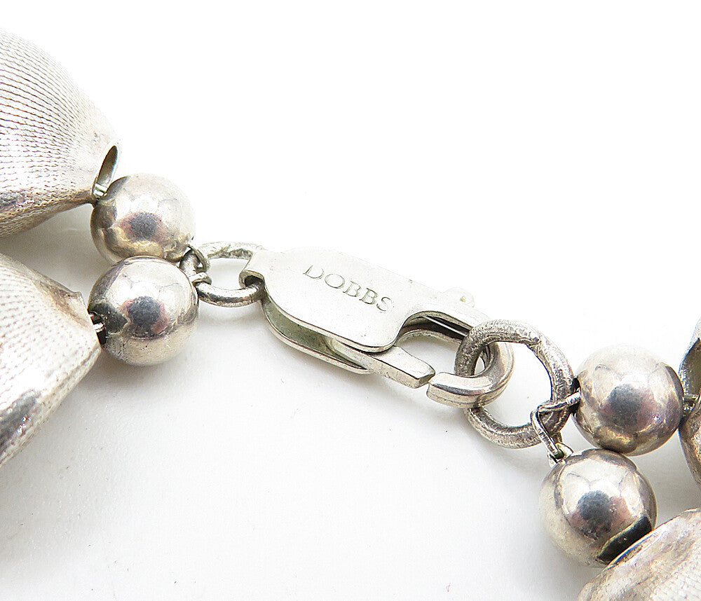 DOBBS BOSTON 925 Silver  Vintage 2 Tone Etched Beaded Chain Necklace  NE1148