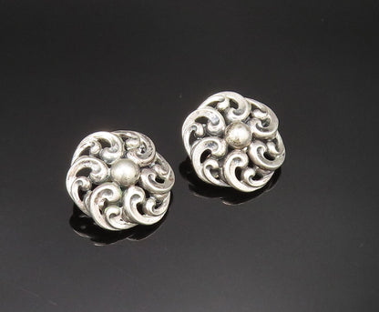 DANECRAFT 925 Silver  Vintage Spiral Floral Non Pierced Earrings  EG11823