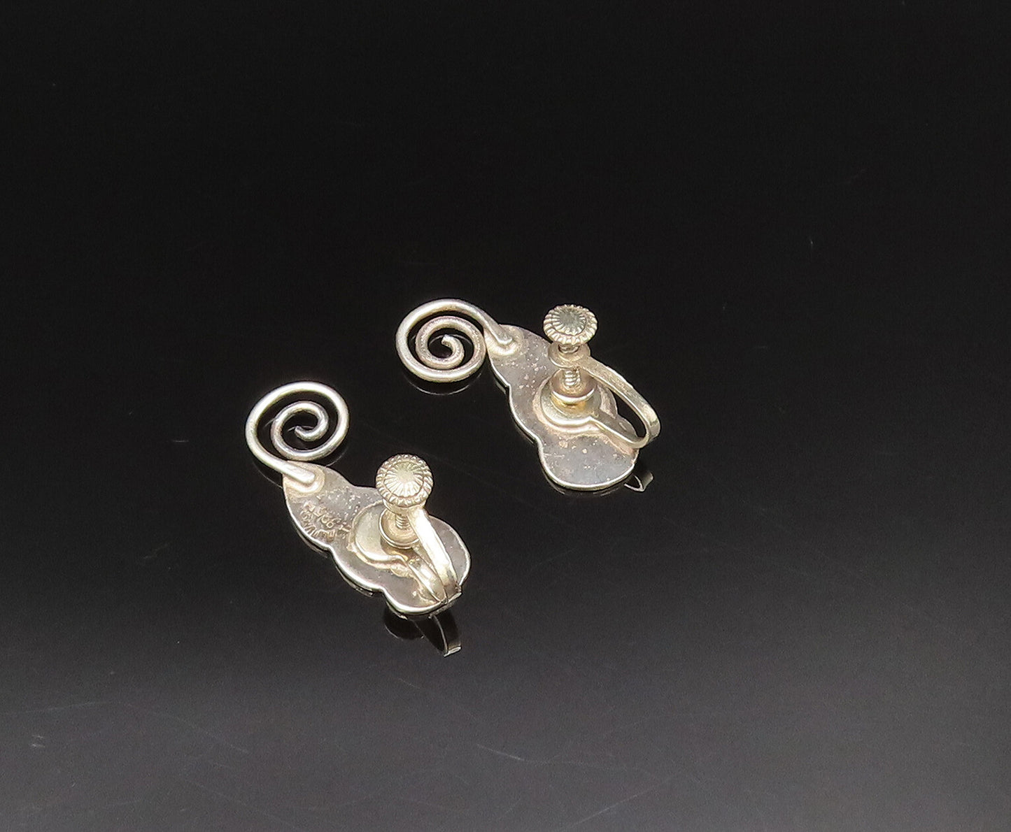 A. MUNOZ MEXICO 925 Silver  Vintage Abalone Spiral Screw Back Earrings EG12029