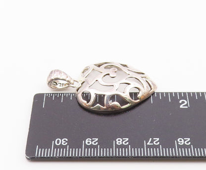 925 Sterling Silver  Vintage Swirl Cutout Love Heart Dome Pendant  PT19664