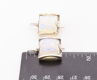 14k Gold 925 Sterling Silver Vintage Earrings Designer Fire Moonstone  EG13122