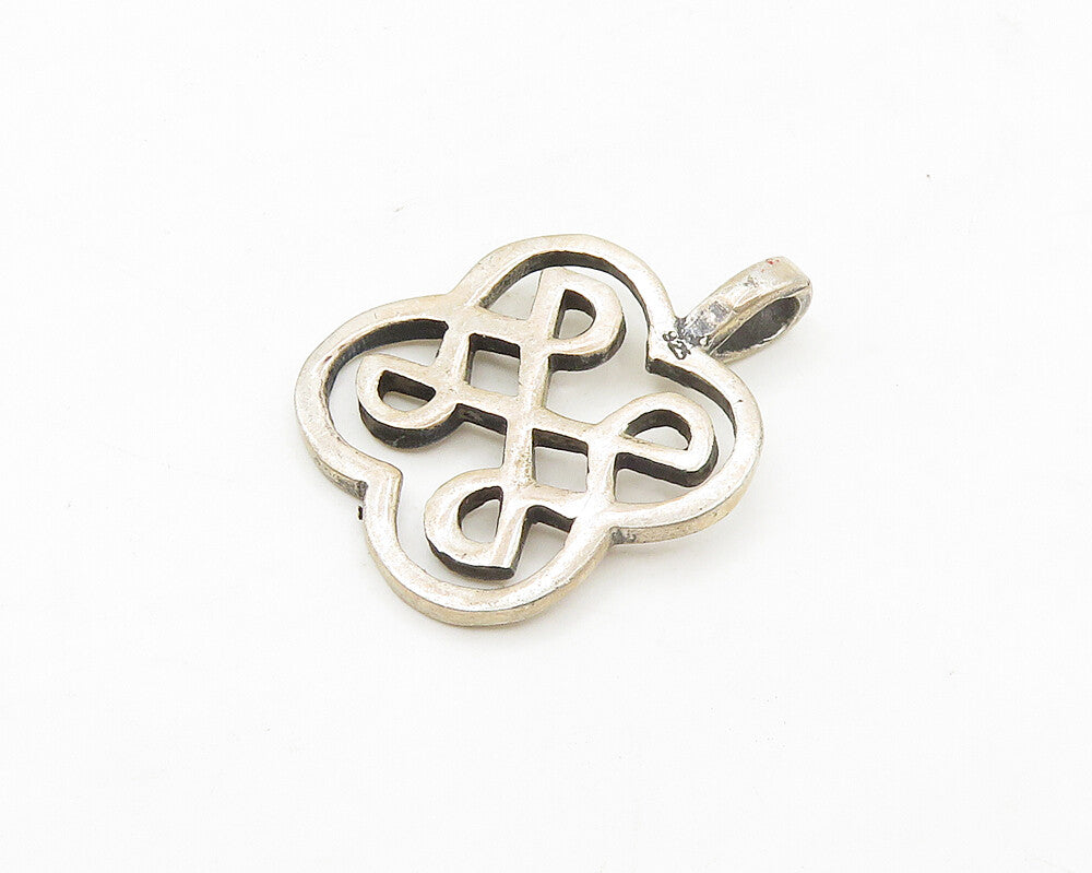 925 Sterling Silver  Vintage Shiny Open Celtic Knot Design Pendant  PT13850