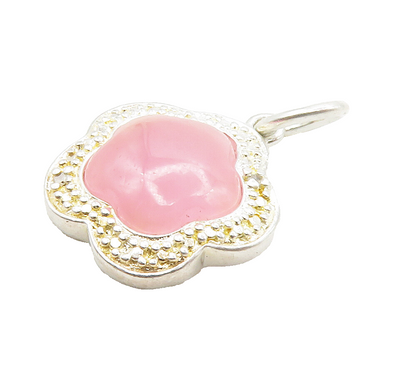 ROSS SIMON 925 Silver  Genuine Diamond & Rose Quartz Flower Pendant  PT11759