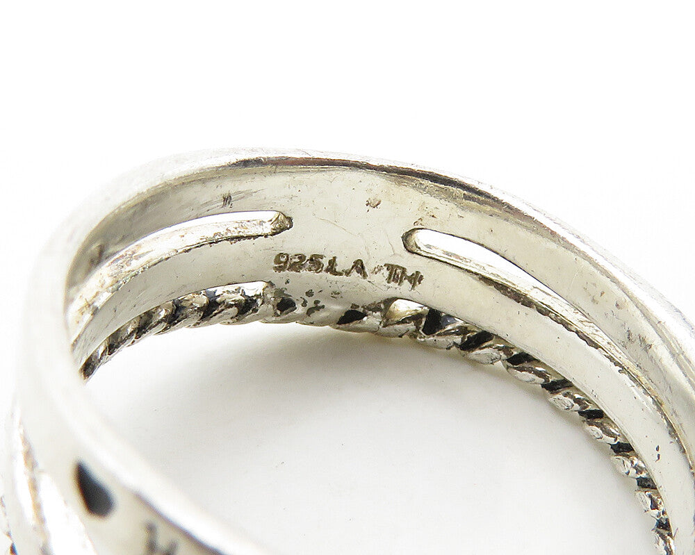 925 LA Sterling Silver  Vintage Shiny Mom Love Twist Band Ring Sz 7  RG19784