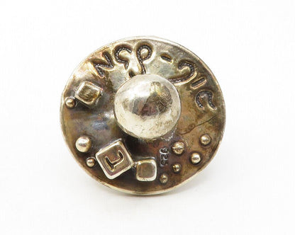 ISRAEL 925 Silver  Vintage Mazel Tov Baby Pacifier Motif Ring Sz 9.5  RG12711