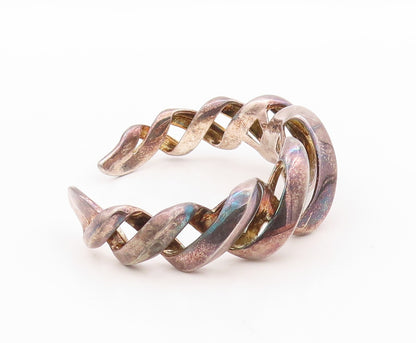 925 Sterling Silver Vintage Bracelet LONDON LINKS Double Helix Cuff  BT10825