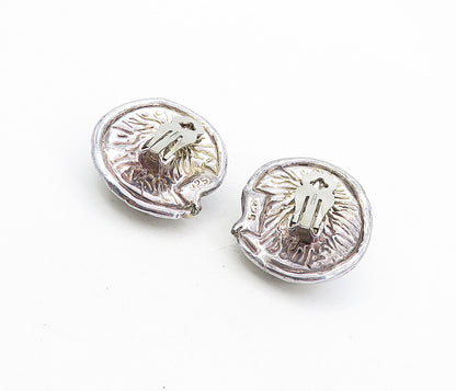 ISRAEL 925 Silver  Vintage Modernist Sculpted Non Pierce Earrings  EG4101