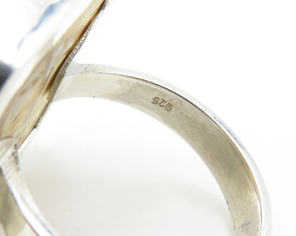 925 Sterling Silver  Jasper Shiny Square Cocktail Ring Sz 10  RG17764