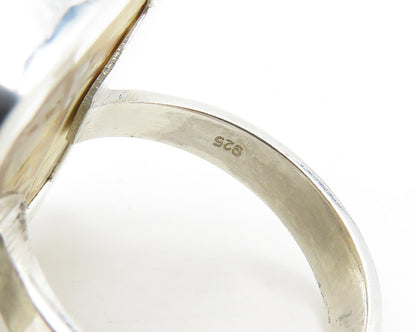 925 Sterling Silver  Jasper Shiny Square Cocktail Ring Sz 10  RG17764