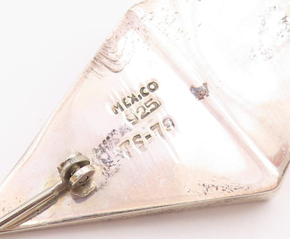 MEXICO 925 Silver  Vintage Double Triangle Pyramid Motif Brooch Pin  BP9678