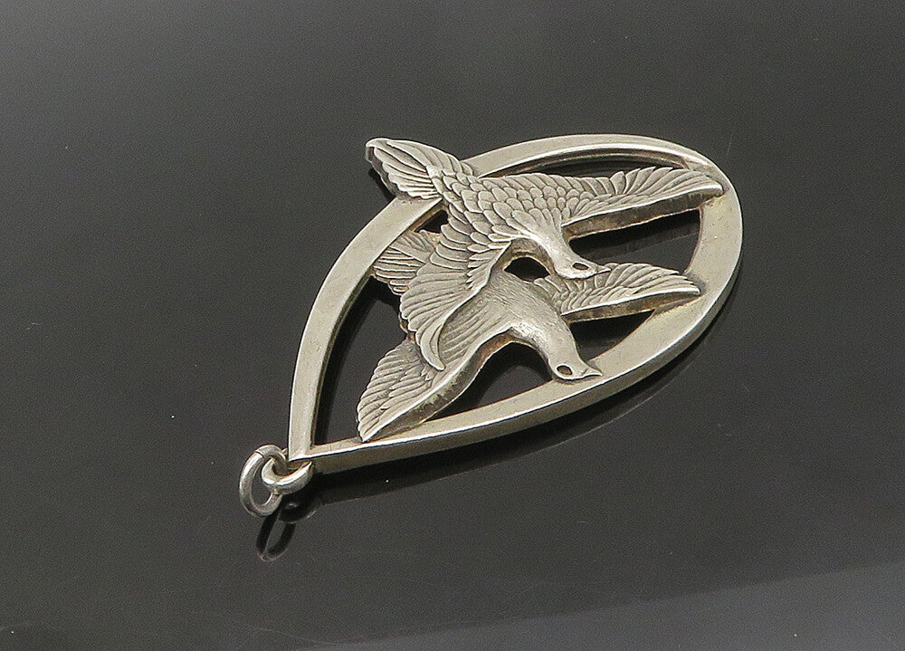 WALLACE 925 Silver  Vintage Enamel 1972 Peace On Earth Doves Pendant  PT17495