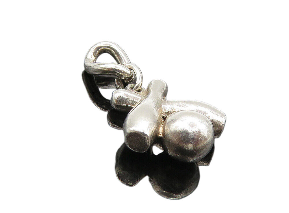 925 Sterling Silver  Vintage Petite Shiny Bowling Ball & Pins Pendant  PT6941