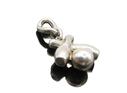 925 Sterling Silver  Vintage Petite Shiny Bowling Ball & Pins Pendant  PT6941