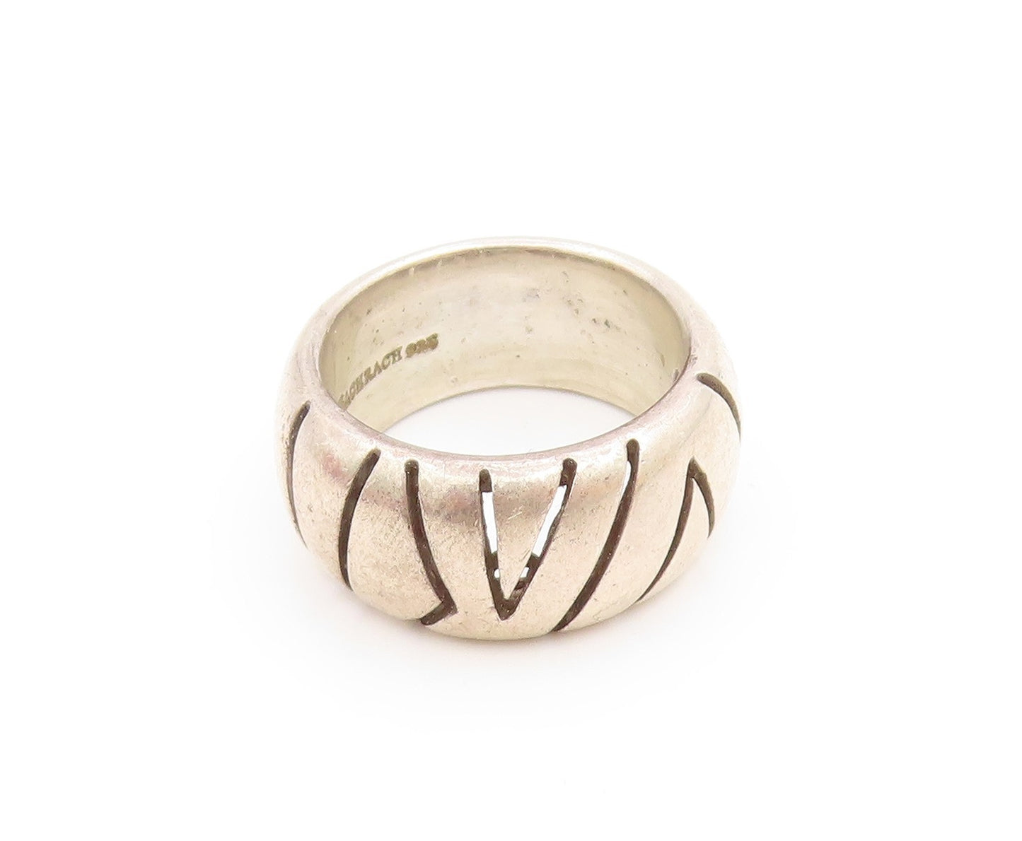 BACKRACH 925 Sterling Silver Vintage Cutout Design Band Ring  Sz 8  RG19959