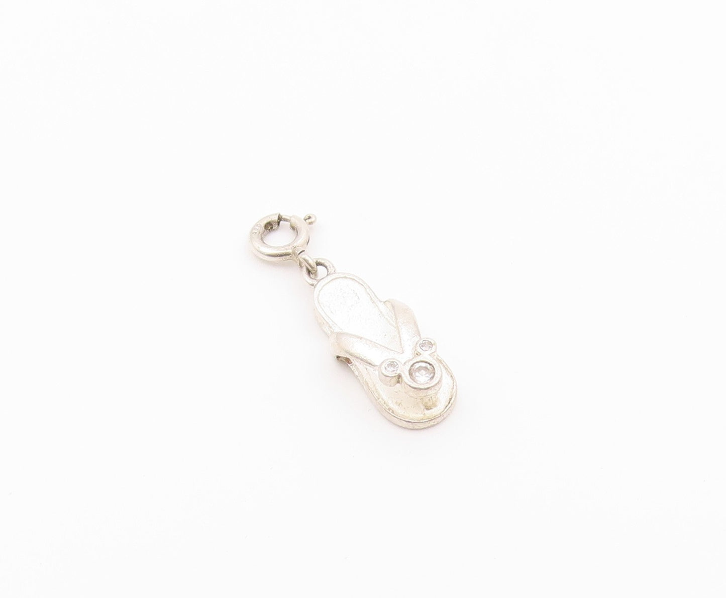 DISNEY 925 Sterling Silver Vintage Petite Topaz Flip Flop Sandal Pendant PT17113