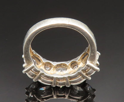 925 Silver  Vintage Double Row Cubic Zirconia Pattern Ring Sz 6.5  RG24853