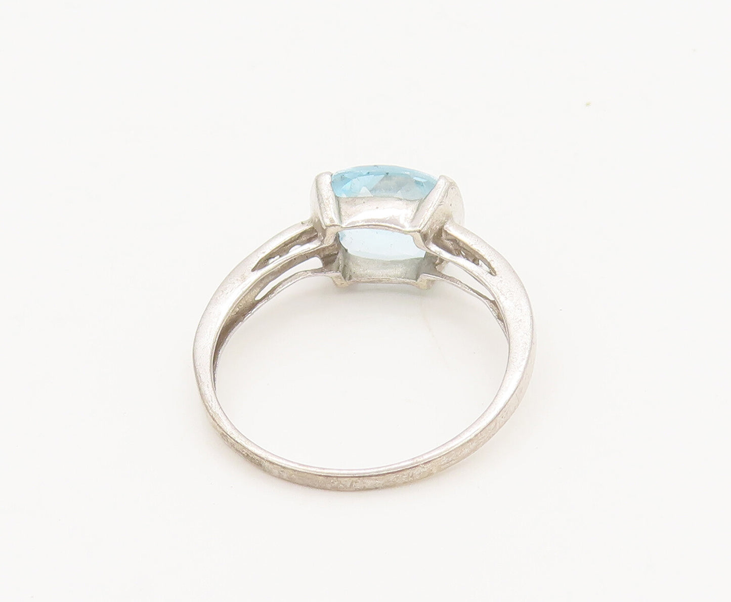 925 Sterling Silver  Vintage Minimalist Blue & White Topaz Ring Sz 7  RG27005