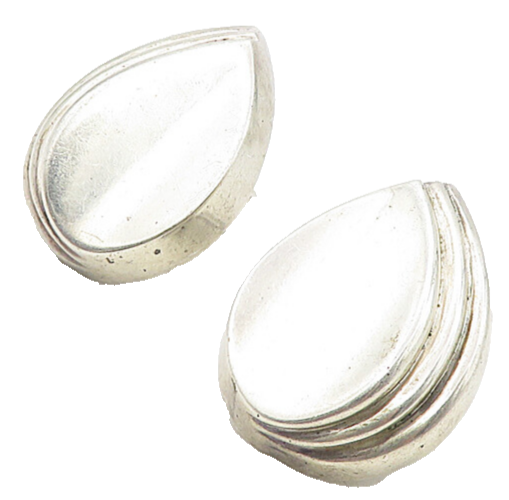 925 Sterling Silver  Vintage Concave Tear Drop Non Pierce Earrings  EG3806