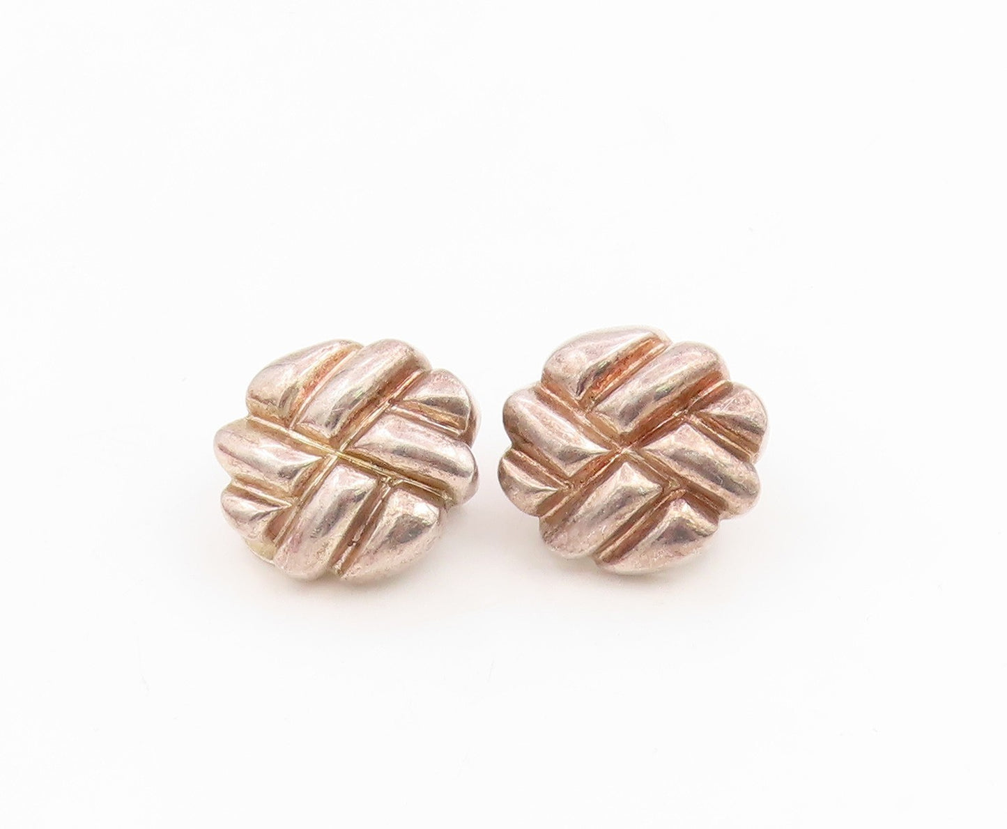 14k Gold & 925 Sterling Silver Vintage Earrings KRYPELL Modernist Knot  EG14085