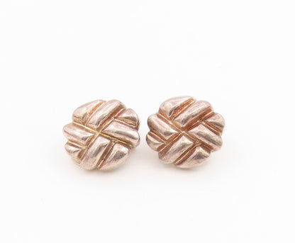 14k Gold & 925 Sterling Silver Vintage Earrings KRYPELL Modernist Knot  EG14085