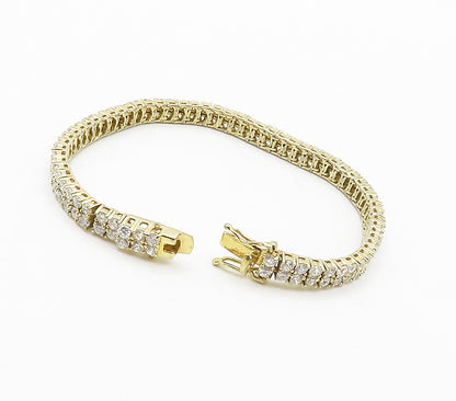 925 Sterling Silver  Shiny Cubic Zirconia Gold Plated Tennis Bracelet  BT6068